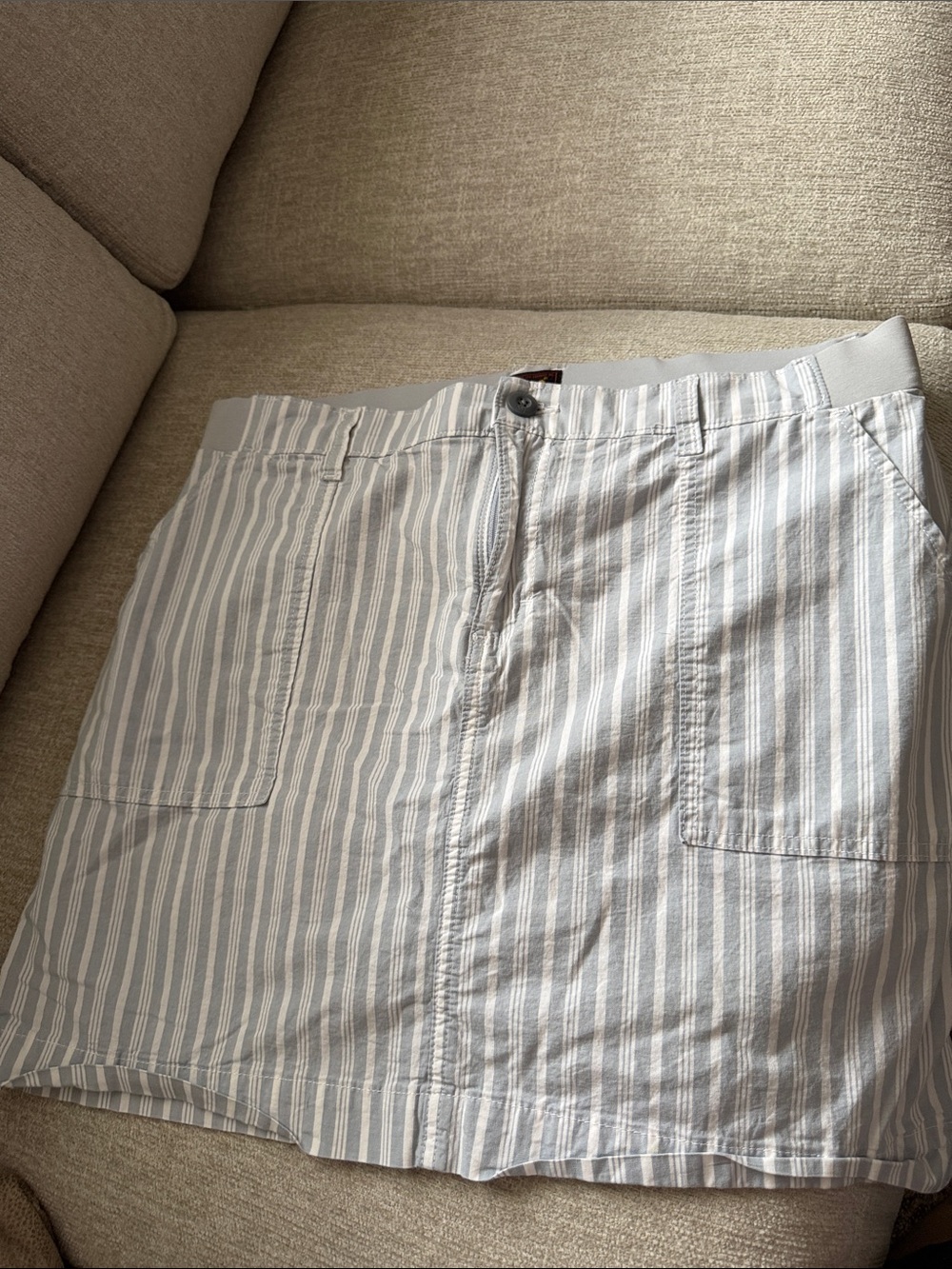 Lee Women's Striped Mini Skirt in Light Blue and White